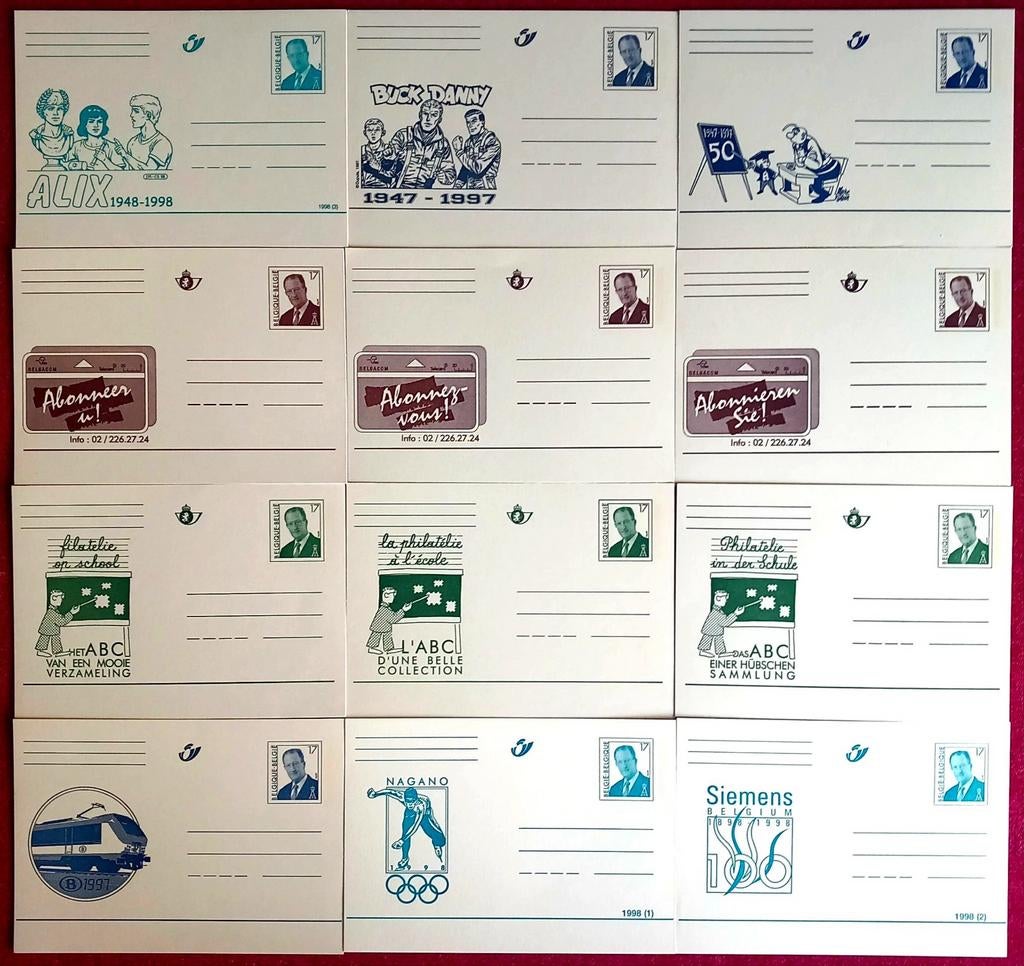 1997 Albert II - Cartes postales publicitaires 12 x 17 BEF, Envoi, Non oblitéré, Neuf
