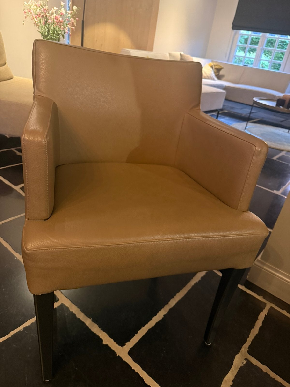 8 stoelen lederlook, Ophalen, Gebruikt, Bruin, Landelijk/modern