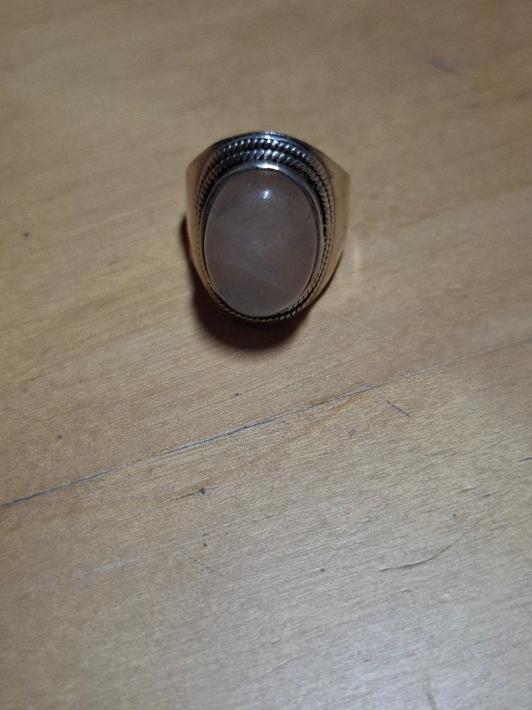 Bague en argent avec une grosse pierre précieuse rose, Bijoux, Sacs & Beauté, Enlèvement ou Envoi, Rose, Comme neuf, 17 à 18