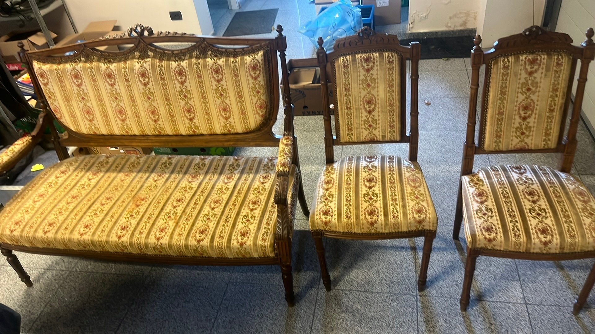 Antieke salonset Louis XVI stijl – bank + 2 stoelen, Antiek en Kunst, Ophalen