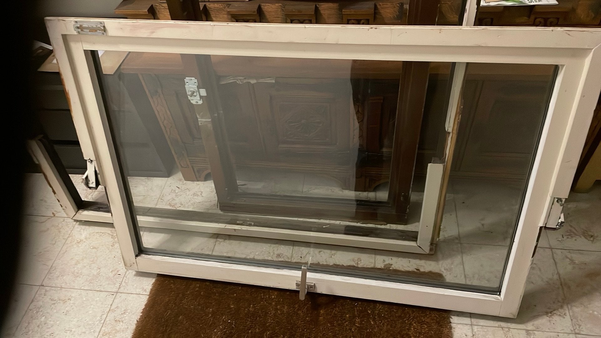 Meranti tuimelraam, Doe-het-zelf en Bouw, Gebruikt, Raamkozijn, Inclusief glas, 75 tot 150 cm