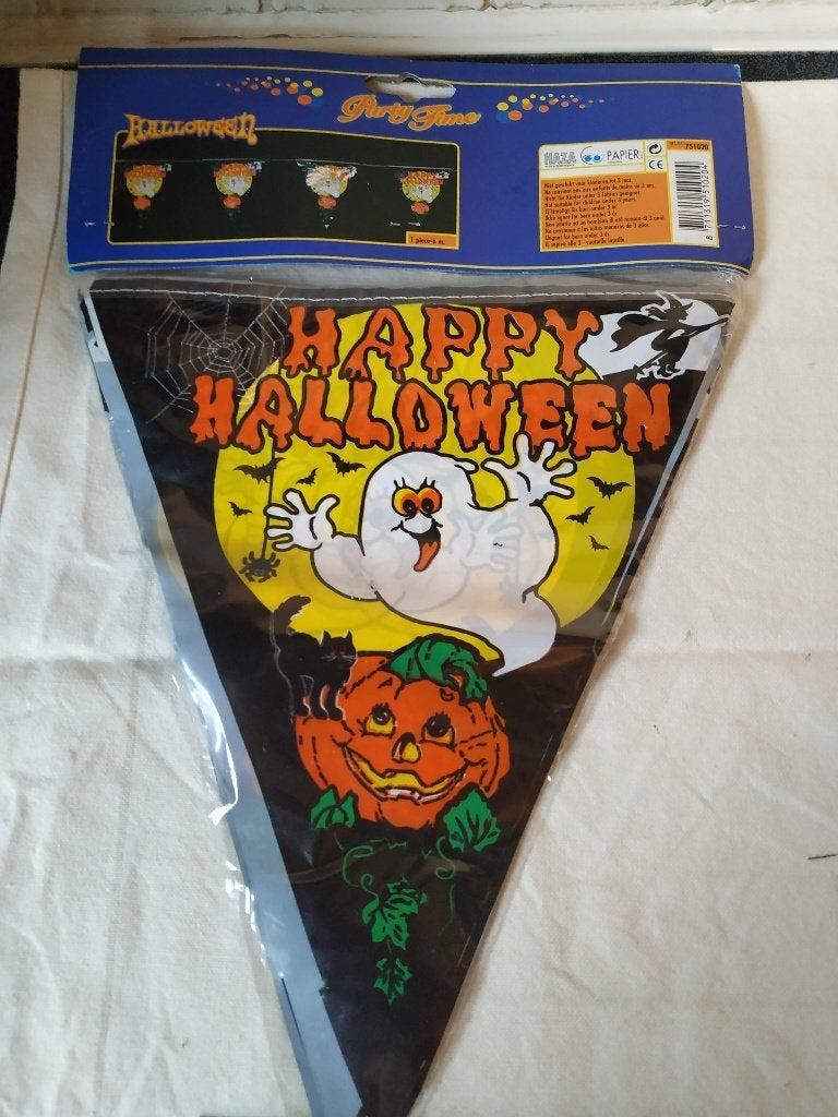 halloween slinger decoratie driehoeken in pvc nieuw, Ophalen of Verzenden, Nieuw, Feestartikel