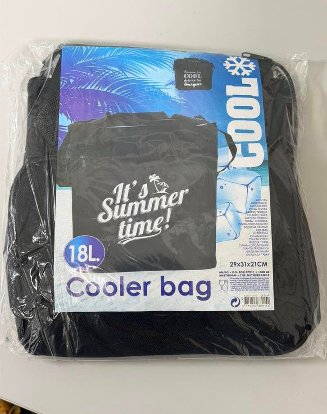 Koeltas 18L 18-liter Cooler Bag It’s Summer Time Zwart Nieuw, Caravans en Kamperen, Koelboxen, Nieuw, Koeltas, Ophalen of Verzenden