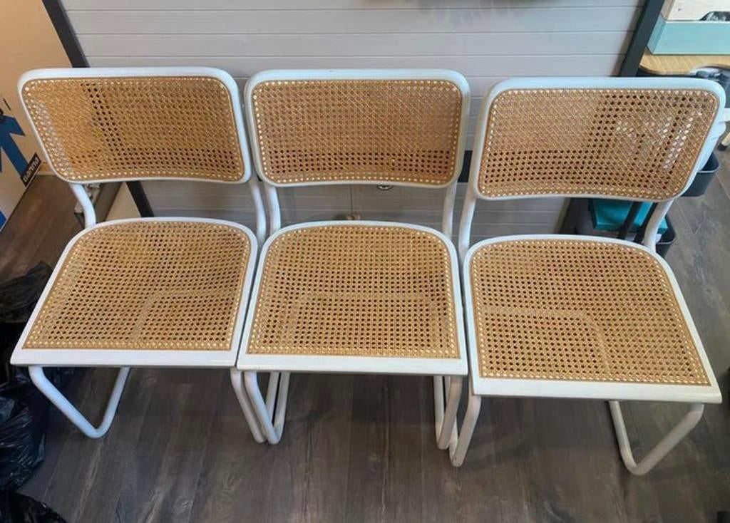 3x vintage stoel naar model van Breuer - Italiaanse makelij, Ophalen, Gebruikt, Drie, Metaal