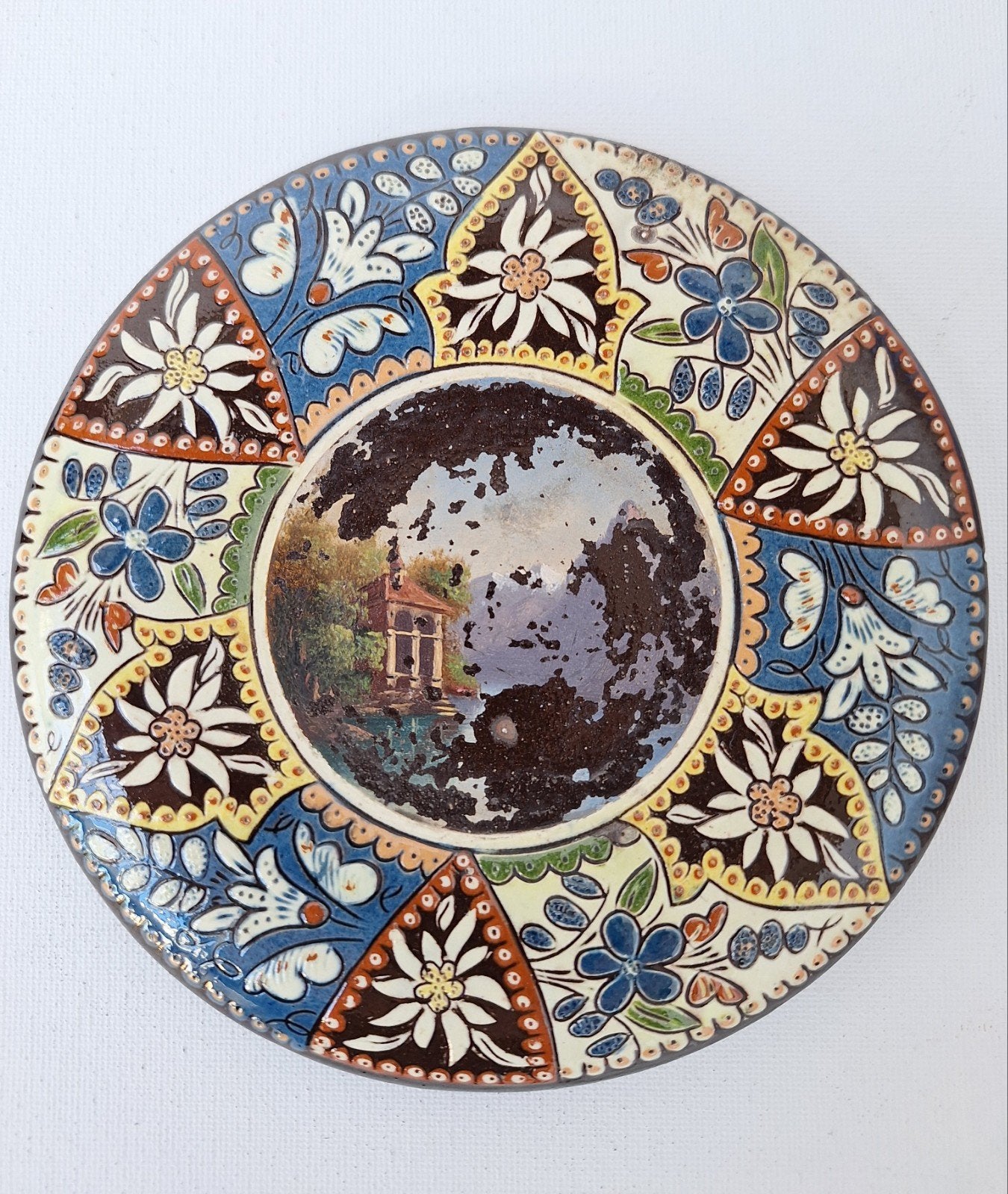 THOUNE Zwitserland 19e eeuws aardewerk wandbordje, Ophalen of Verzenden