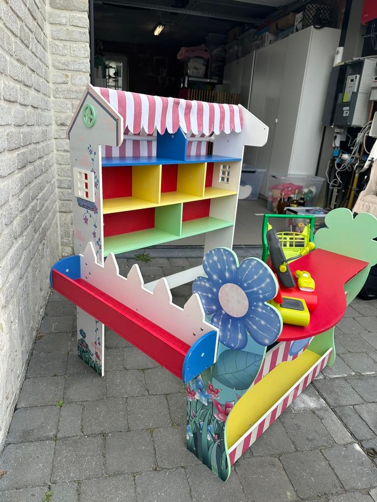 Winkeltje met kassa en winkelkarretje, Ophalen, Gebruikt