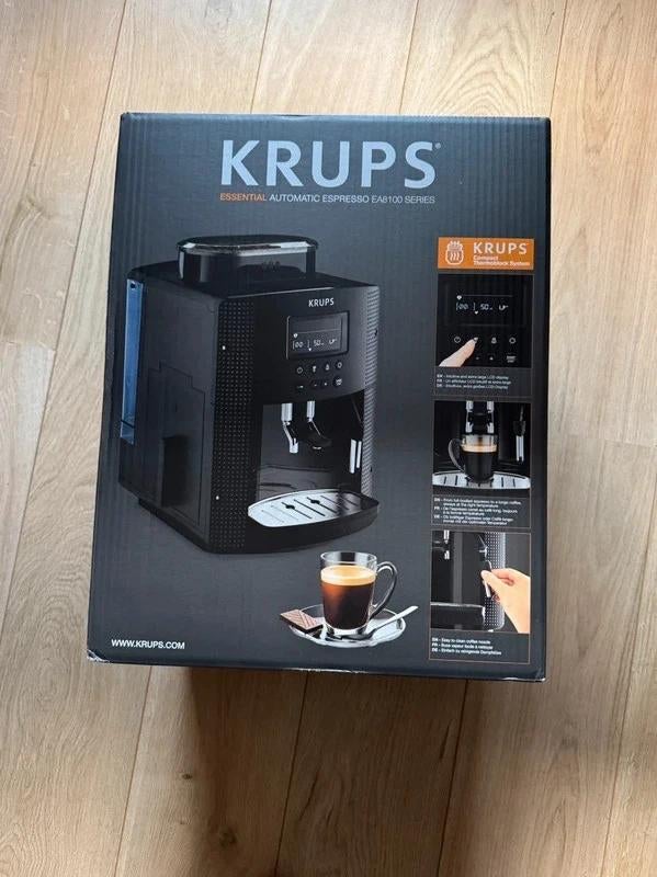 Krups volautomatische koffiemachine – nieuw, zwart verzegeld, Espresso apparaat, Nieuw, 2 tot 4 kopjes, Afneembaar waterreservoir