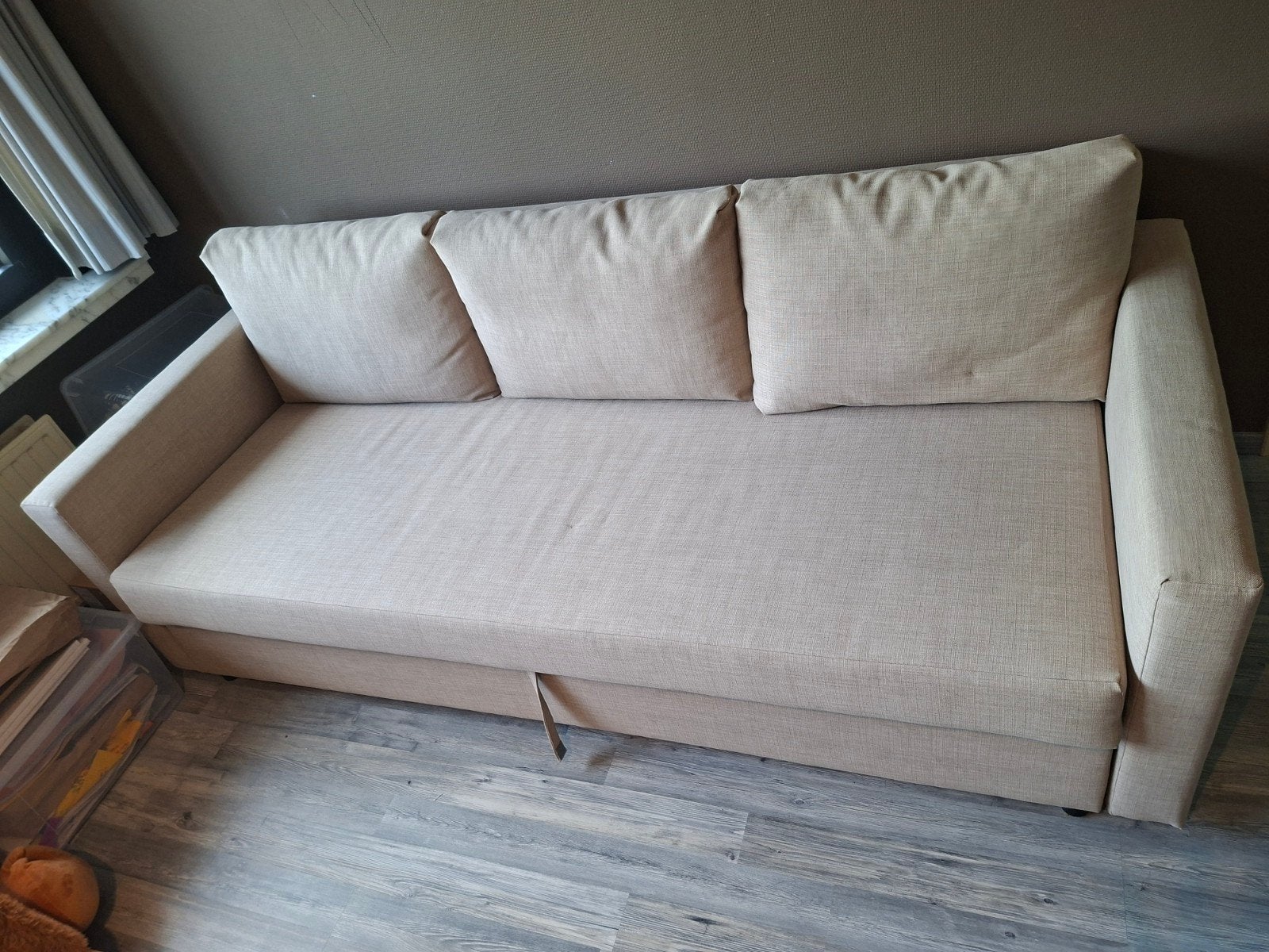 Slaapzetel met opbergruimte, Huis en Inrichting, Slaapkamer | Slaapbanken, Ophalen, Gebruikt, Beige