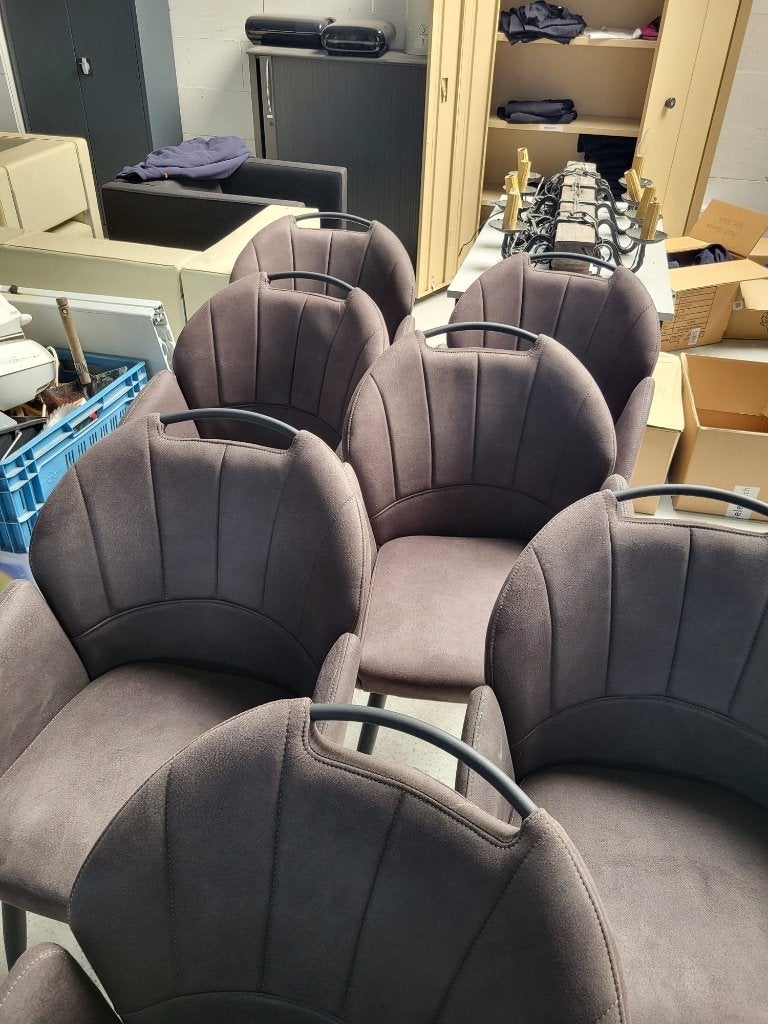 Eetkamerstoelen en fauteuils, Ophalen, Gebruikt, Grijs, Vijf, Zes of meer stoelen