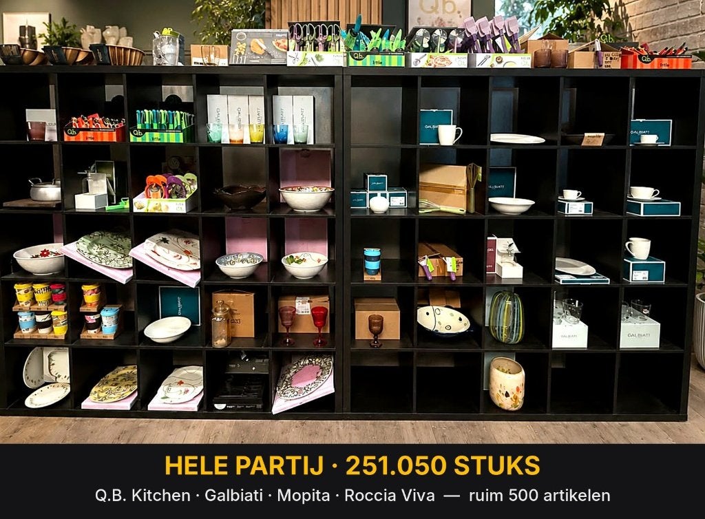 Partij Galbiati Milano & Q.B. keukenartikelen – 251.000 st., Huis en Inrichting, Ophalen, Overige typen, Nieuw, Meerkleurig