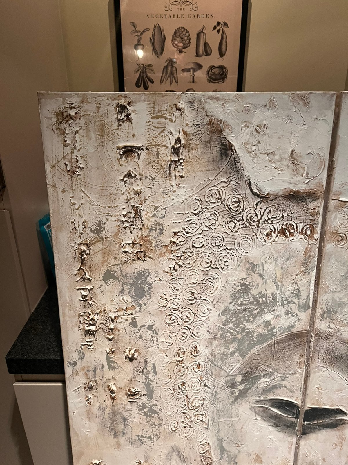 J-Line drieluik Boeddha – groot formaat 150 x 150 cm, Ophalen, Zo goed als nieuw, Beige, Schilderij