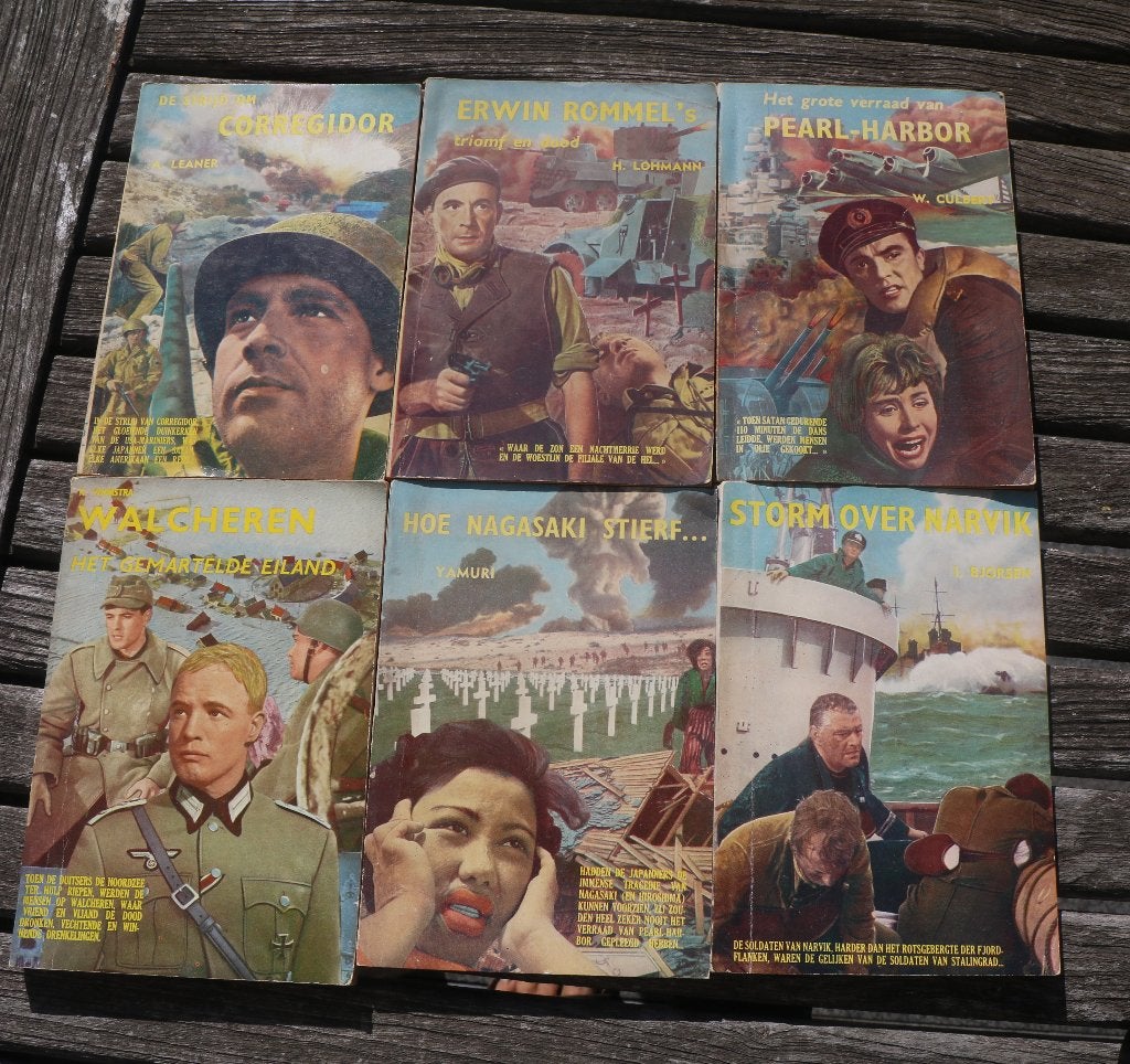 6 oorlogsboeken uitgeverij De Schorpioen jaren '50, Diverse auteurs, Général, Deuxième Guerre mondiale, Enlèvement