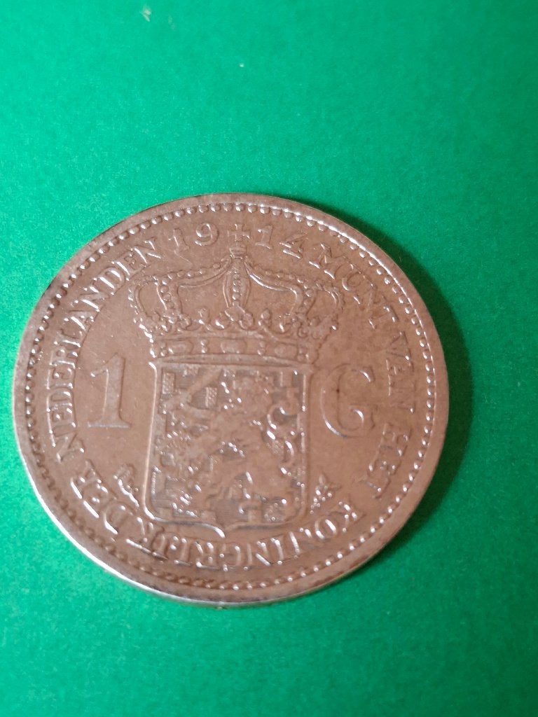 1914 Pays-Bas 1 florin en argent Wilhelmina, Reine Wilhelmine, Monnaie en vrac, Argent, 1 florin