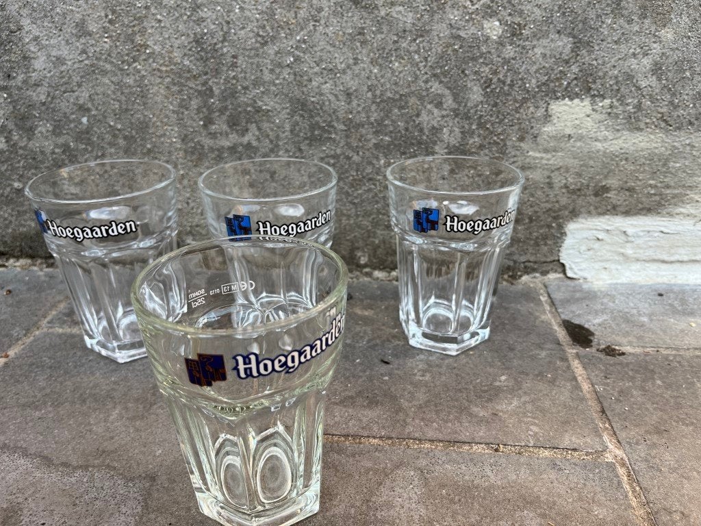 4 bierglazen Hoegaarden, Verzamelen, Biermerken, Ophalen of Verzenden