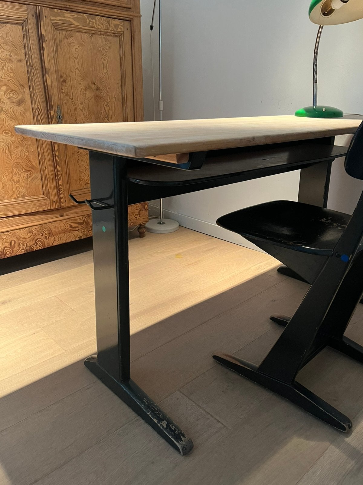 Schoolbank (voor 2 kinderen), Bureau d'écolier, Vintage, Enlèvement, Utilisé