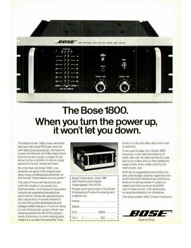 Amplificateur de puissance Bose 1800 série 1, Enlèvement