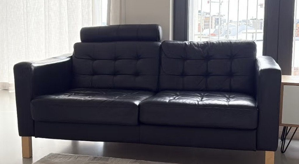 Zetel ikea leer 2-zit (gratis), Huis en Inrichting, Zetels | Zetels, Ophalen, Gebruikt, 150 tot 200 cm, Tweepersoons
