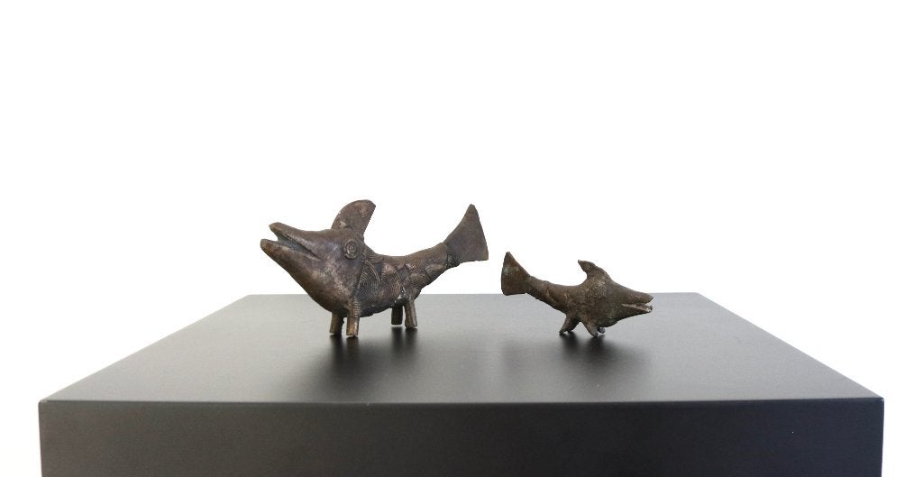 Genuine African Benin Bronze Fish Sculpture, Antiek en Kunst, Ophalen of Verzenden