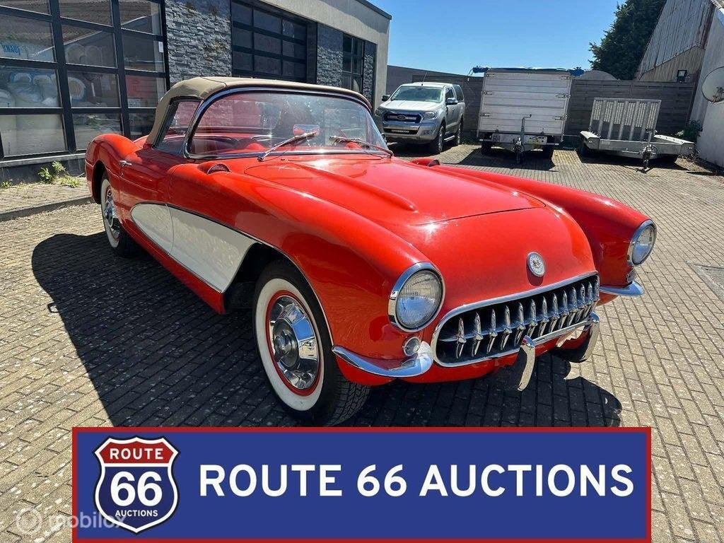 Chevrolet Corvette C1 | 1956 | Route 66 Auctions, Auto's, Chevrolet, Zwart, Bedrijf, Handgeschakeld