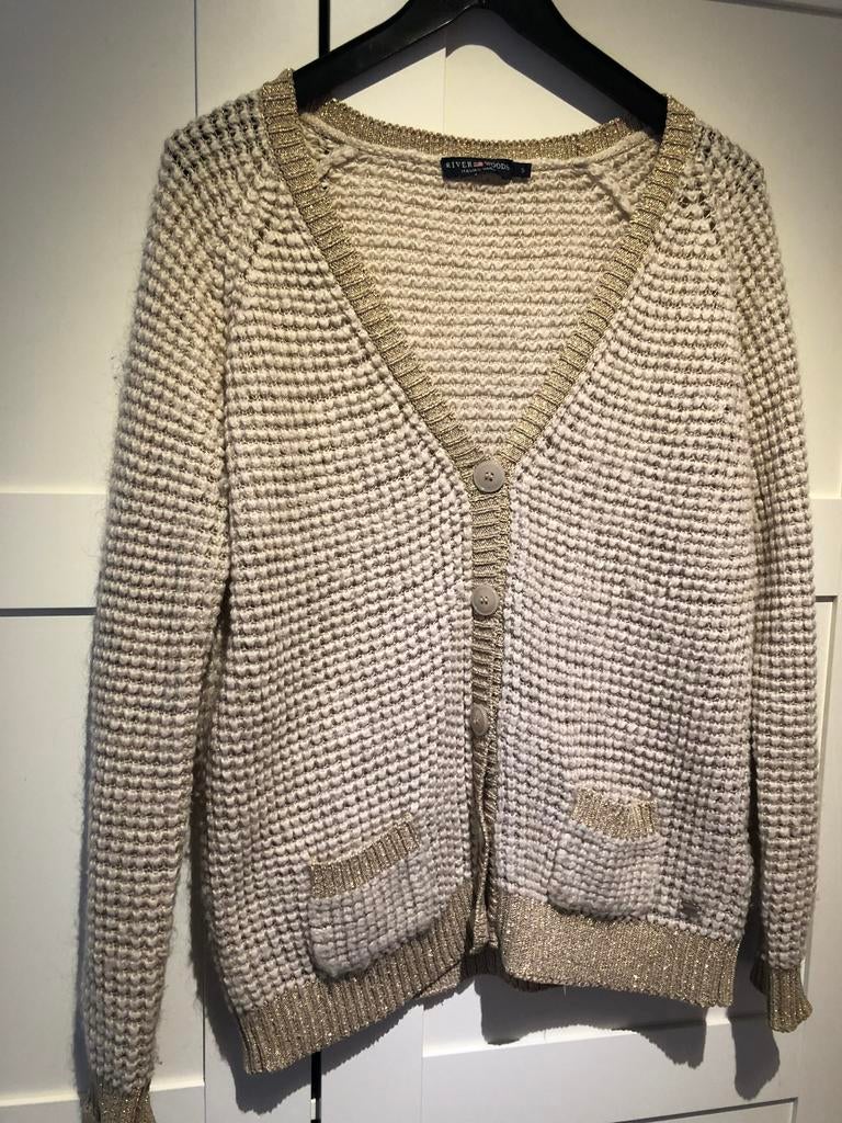 RIVER WOODS beige/gouden vest met knopen maat S, Ophalen of Verzenden, Zo goed als nieuw, Maat 36 (S), Beige
