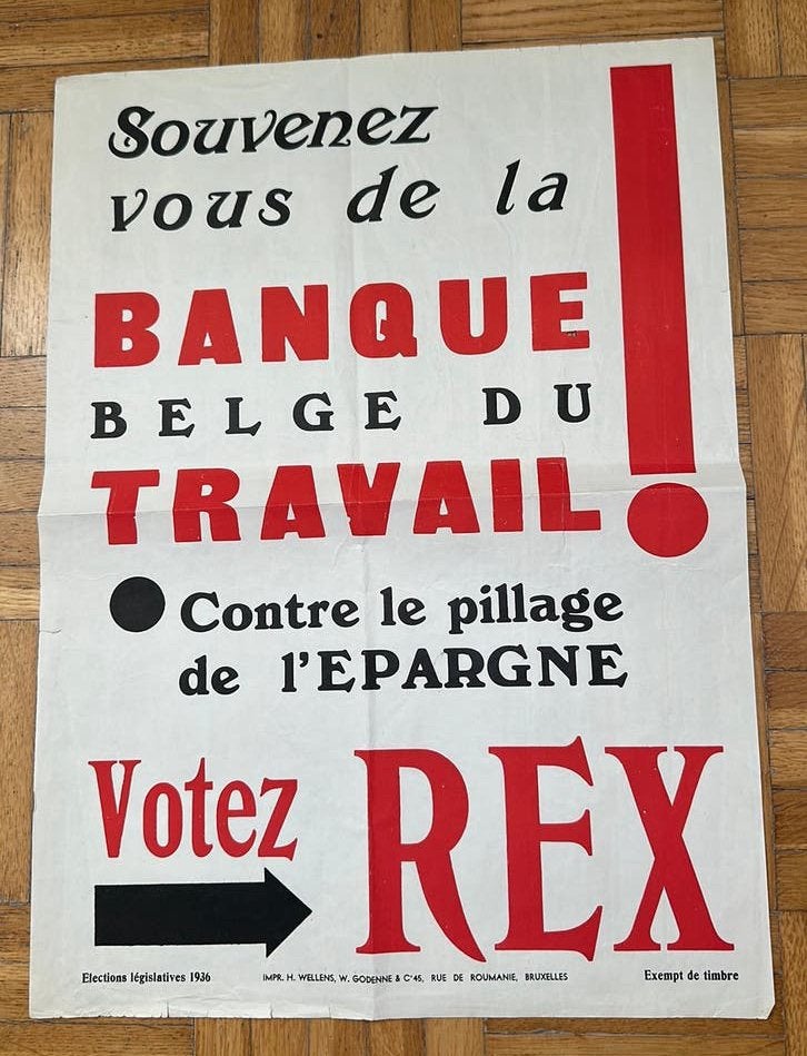 Affiche électorale Rex 1936 - Degrelle Leon, Enlèvement ou Envoi, Autres, Photo ou Poster