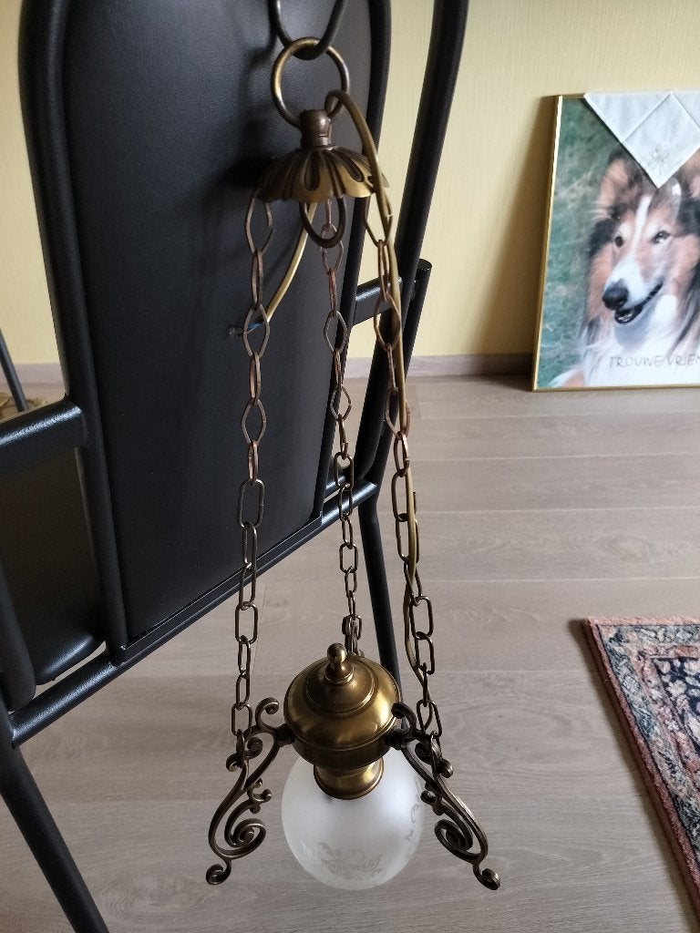 Koperen lustertje, Ophalen, Gebruikt, Glas