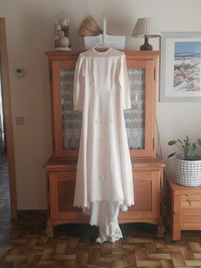 robe de mariée vintage 1971, Enlèvement, Porté, Blanc, Robe de mariée