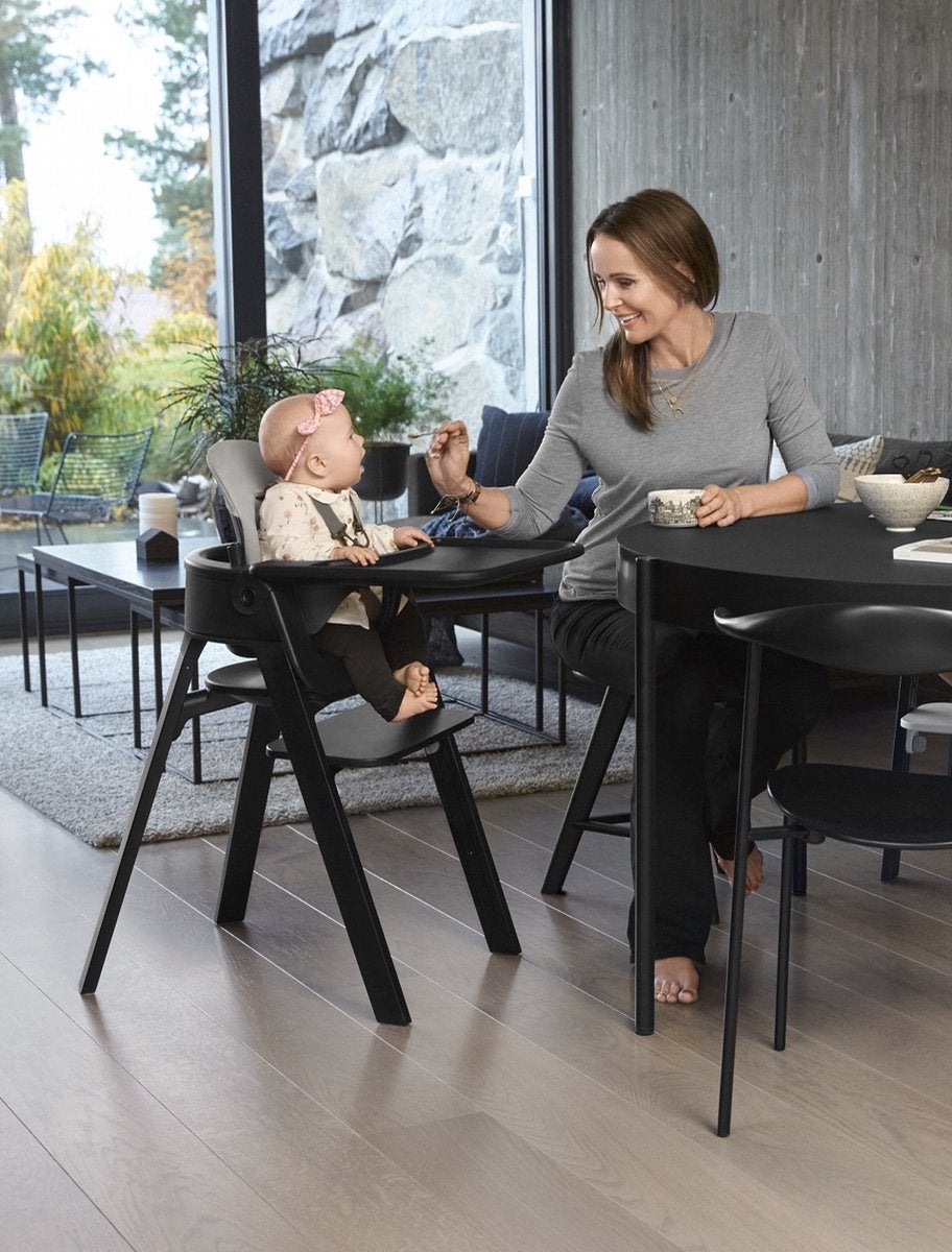 Nieuwe Stokke steps eetstoel (zwart), Ophalen, Zo goed als nieuw