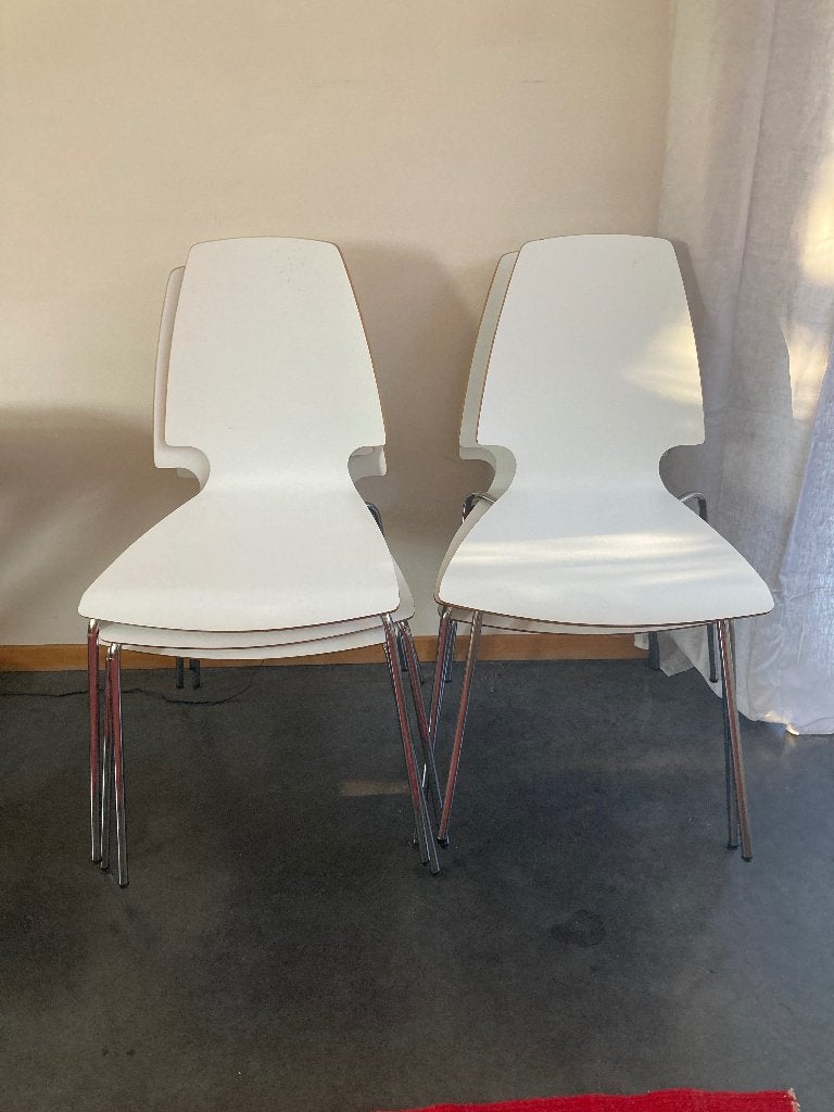 6 witte stoelen, Huis en Inrichting, Ophalen, Gebruikt, Wit, Modern
