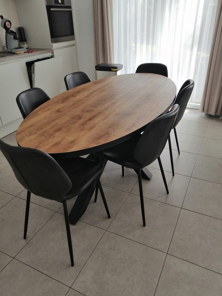 Eettafel ovaal + 6 Stoelen, Huis en Inrichting, Tafels | Eettafels, Ophalen, Nieuw, 50 tot 100 cm, Vijf personen of meer