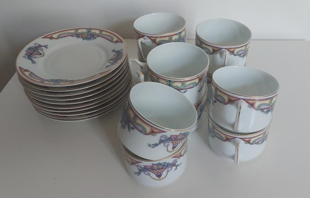 Tasses + sous-tasses porcelaine Epiag numérotées (20 pièces), Enlèvement, Utilisé, Porcelaine, Tasse et/ou soucoupe