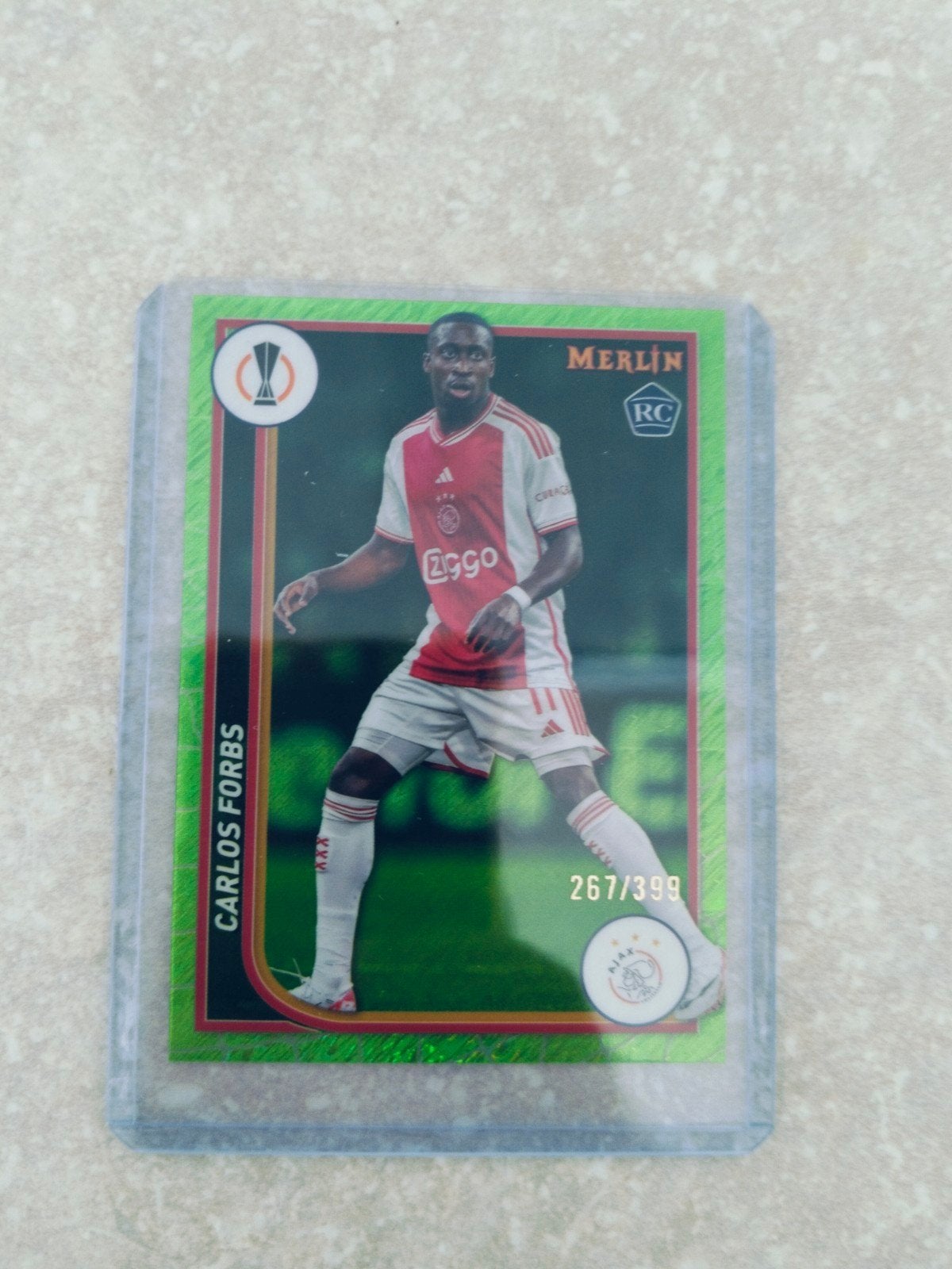 Topps merlin Carlos Forbs Ajax genummerde kaart, Enlèvement ou Envoi