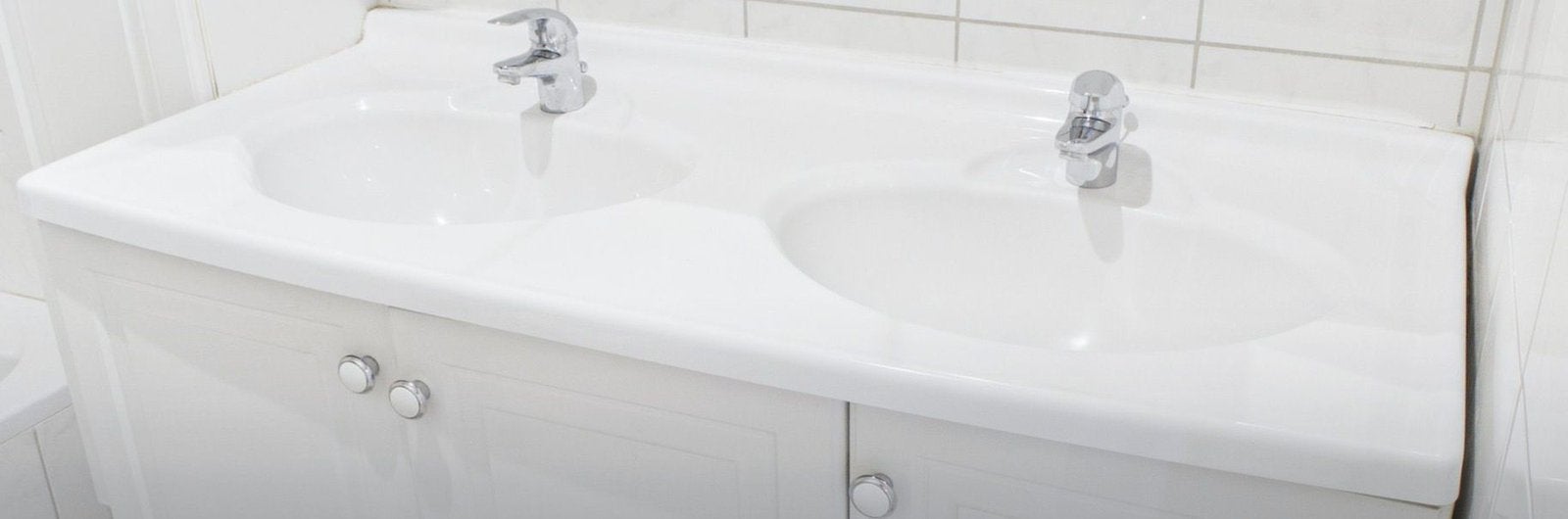 Dubbele lavabo met kranen, Ophalen, Gebruikt