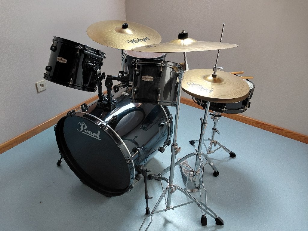 zwart drumstel Pearl, Muziek en Instrumenten, Drumstellen en Slagwerk, Ophalen, Gebruikt, Pearl