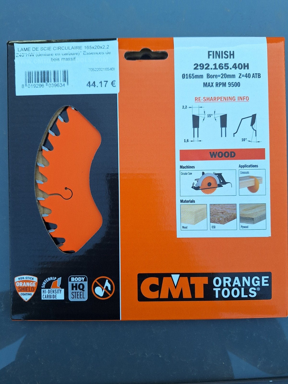 lame de scie circulaire 165x20x2.2mm z40 pour bois val.44€, Enlèvement, Neuf