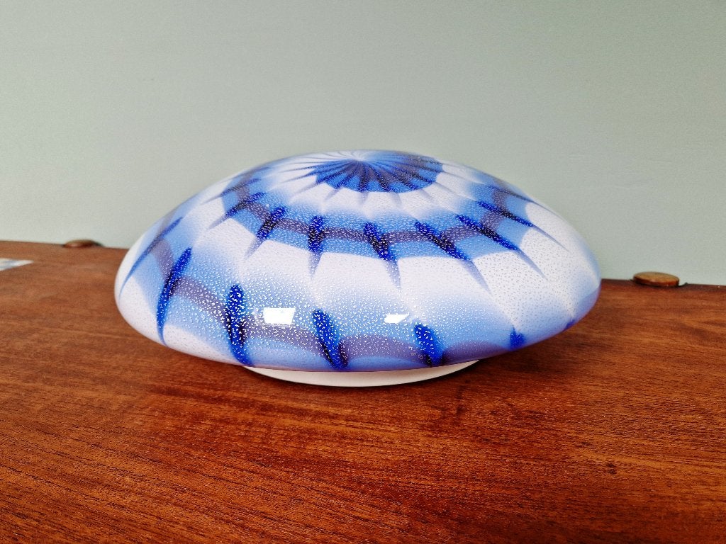 Blauw-witte plafondlamp/wandlamp van Murano-glas, 1970, Antiek en Kunst, Ophalen of Verzenden