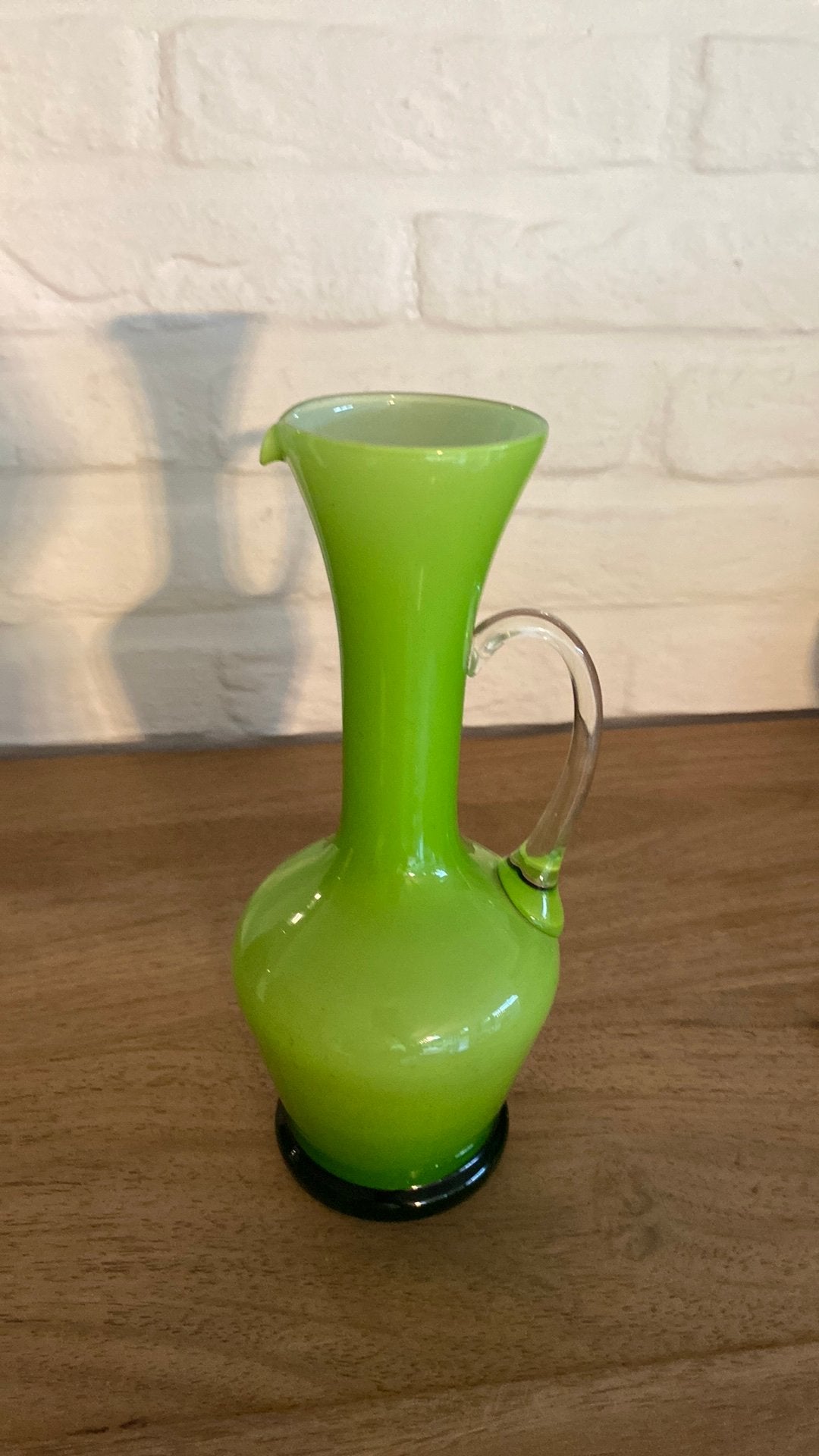 glazen vaasje 20 cm, Huis en Inrichting, Ophalen of Verzenden, Gebruikt, Groen, Glas
