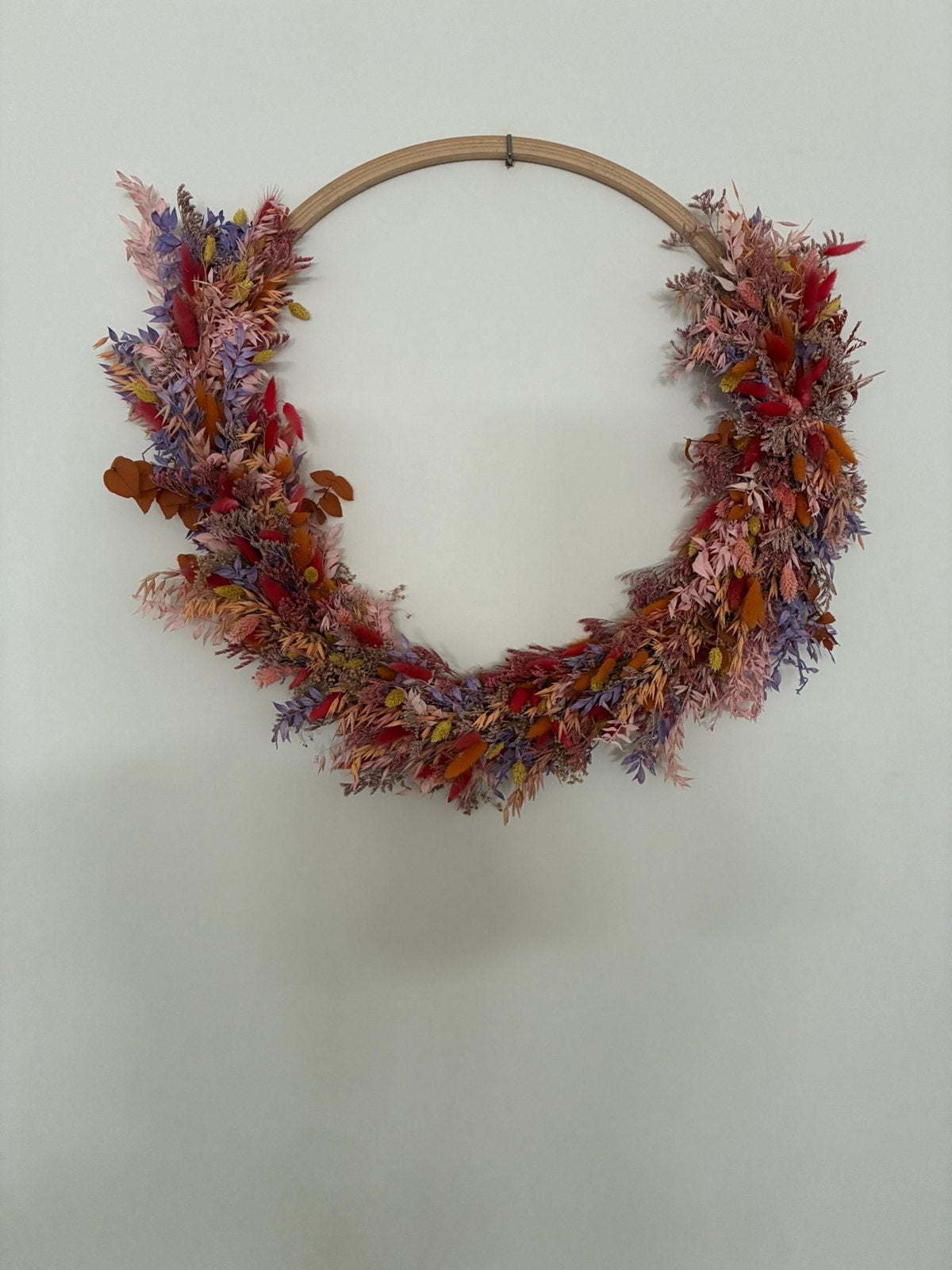 Droogbloemen krans 65 cm, Huis en Inrichting, Woonaccessoires | Kransen, Ophalen, Zo goed als nieuw, Krans