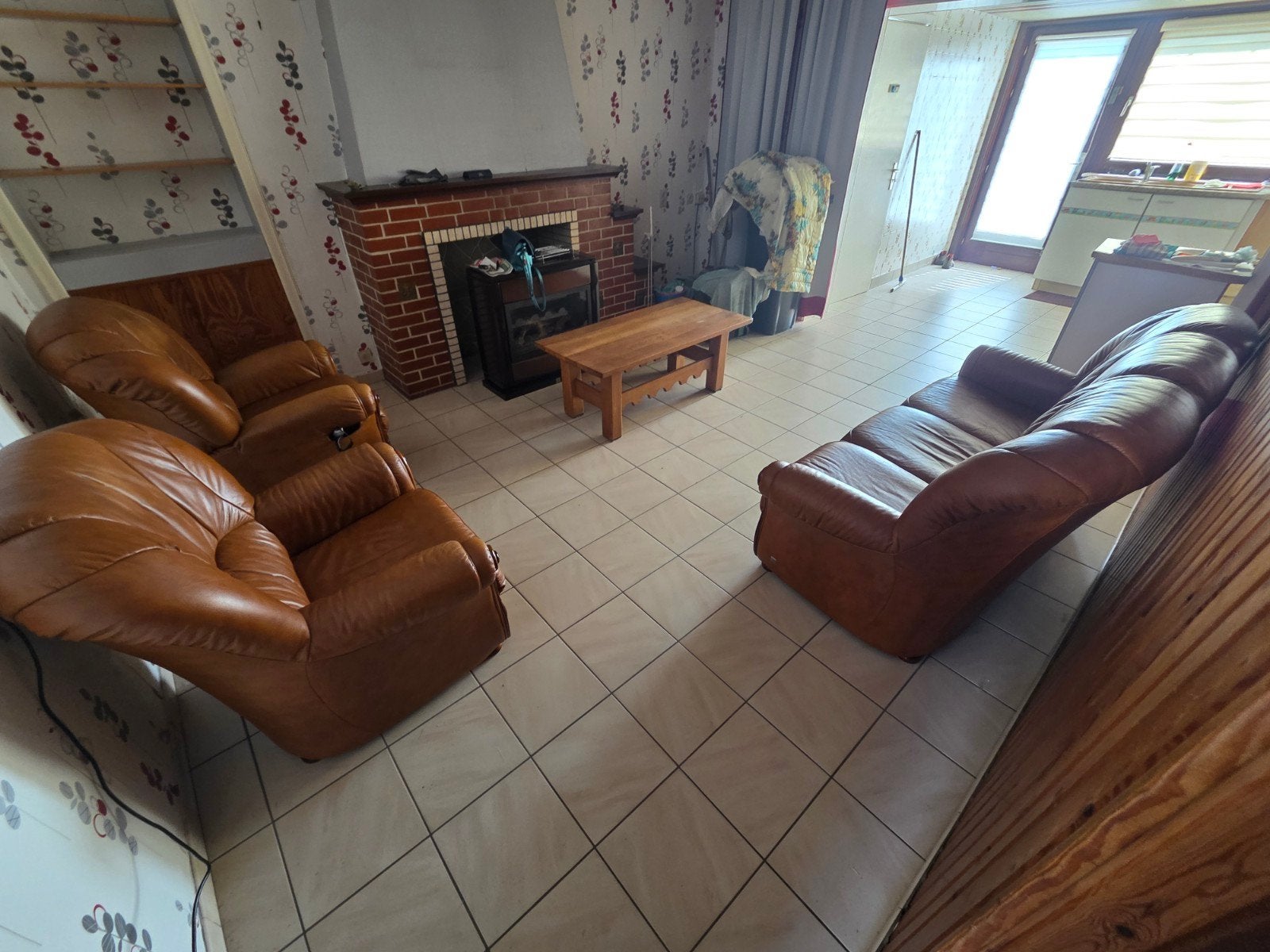 Salon en cuir avec relax, Maison & Meubles, Enlèvement