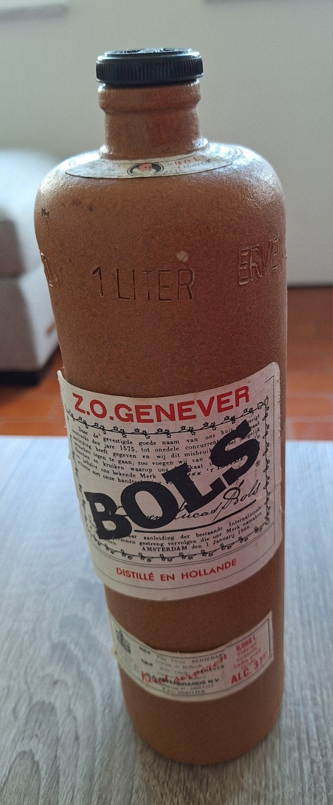 Bols Z.O Genever lege steengoed fles., Antiek en Kunst, Ophalen of Verzenden