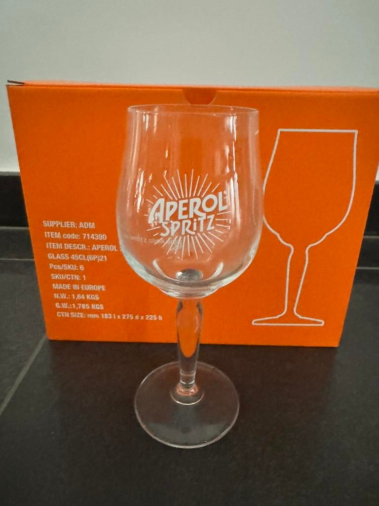 Doos met 6 APEROL SPRITZ glazen, Verzamelen, Ophalen, Nieuw