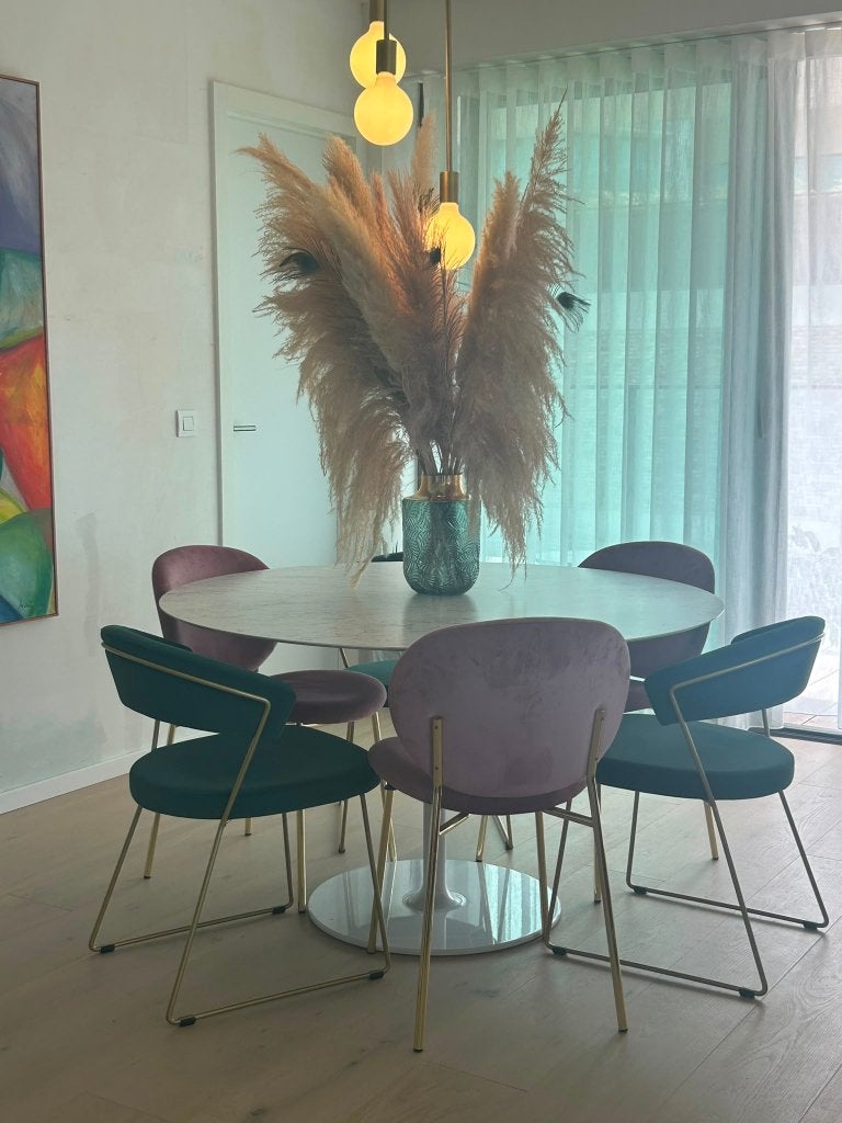 Set van 6 design eetkamerstoelen, Maison & Meubles, Chaises, Autres couleurs, Tijdloos design met een subtiele mid-century knipoog.