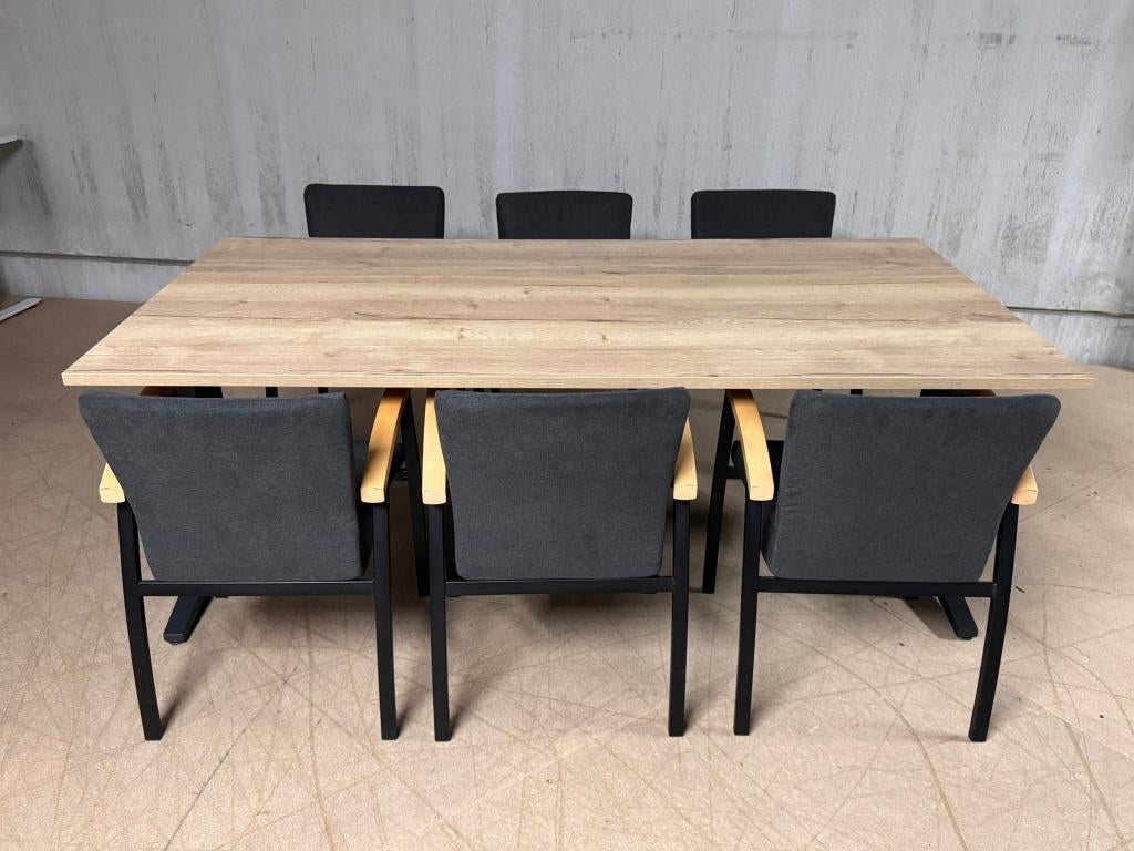 TDS Vergadertafel 200x100 cm nieuw blad in Halifax eiken, Werkplek, Ophalen, Gebruikt, Tafel