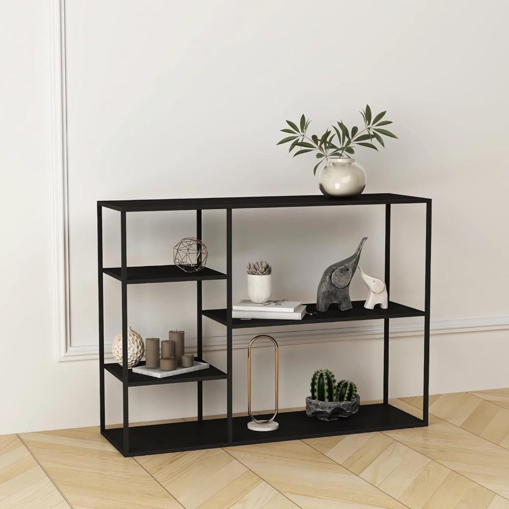 WOOOD Exclusive June Bijzettafel - Metaal - Zwart -, Huis en Inrichting, Ophalen, Met plank(en), Gebruikt, Minder dan 150 cm