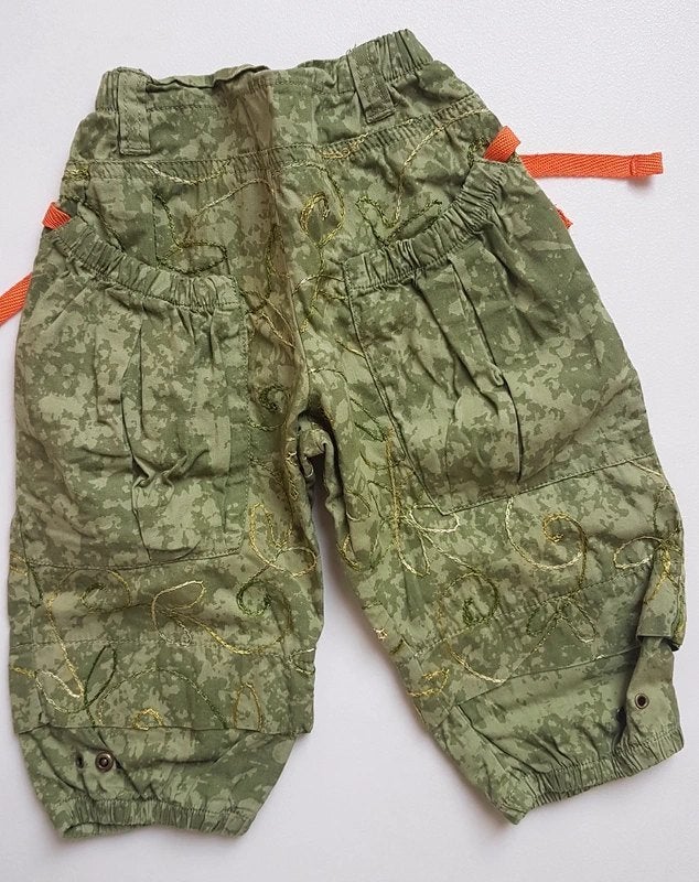 Marese - Pantalon vert liens orange - T.12 mois/74 cm, Kinderen en Baby's, Gebruikt, Broekje, Jongetje of Meisje, Ophalen of Verzenden