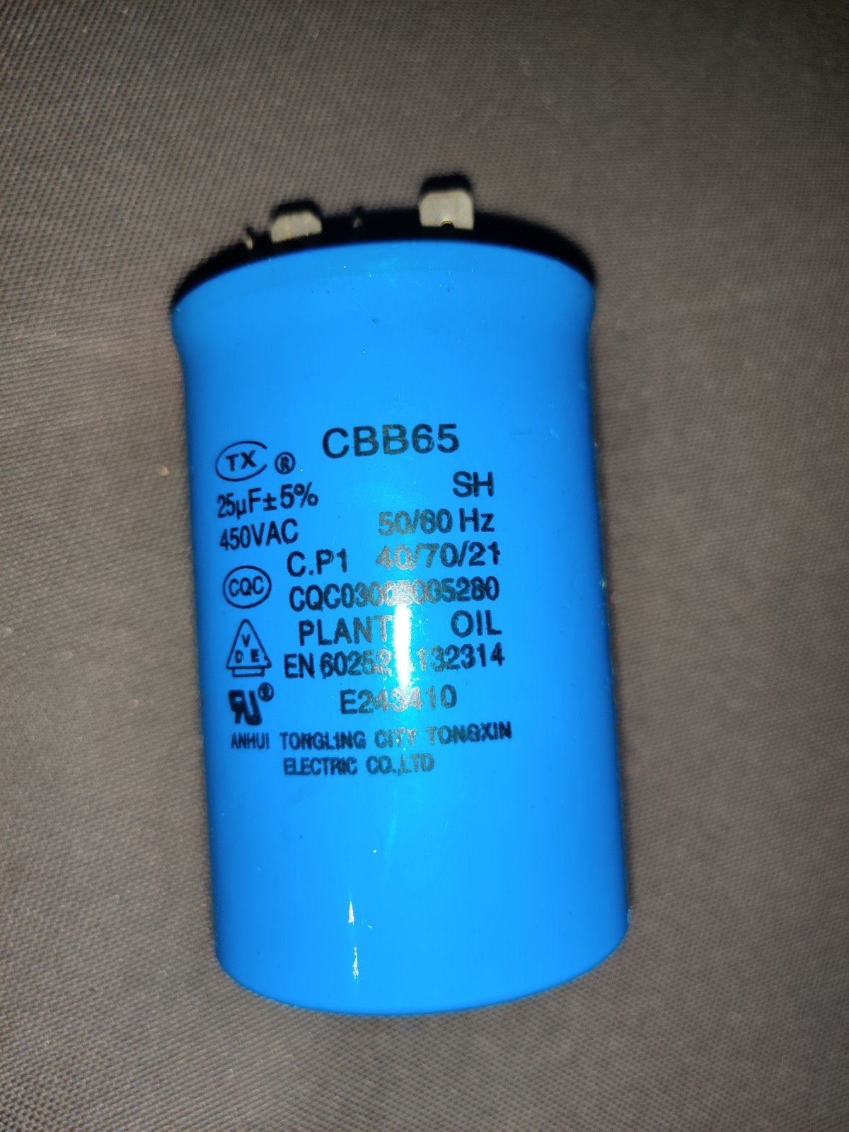 Motorcondensator 25µF 450VAC – wasmachine / motor – ongetest, Ophalen