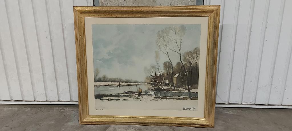 ets van R. Hebbelinck, Antiek en Kunst, Kunst | Etsen en Gravures, Ophalen, 68 cm, Ets, Ingelijst