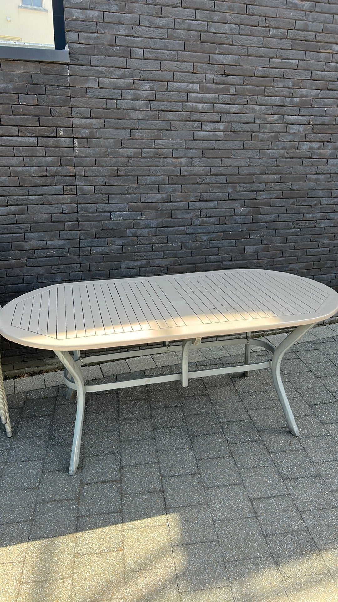 Tuintafel te koop tegen spotprijs, Enlèvement, Utilisé, Ovale, Bois