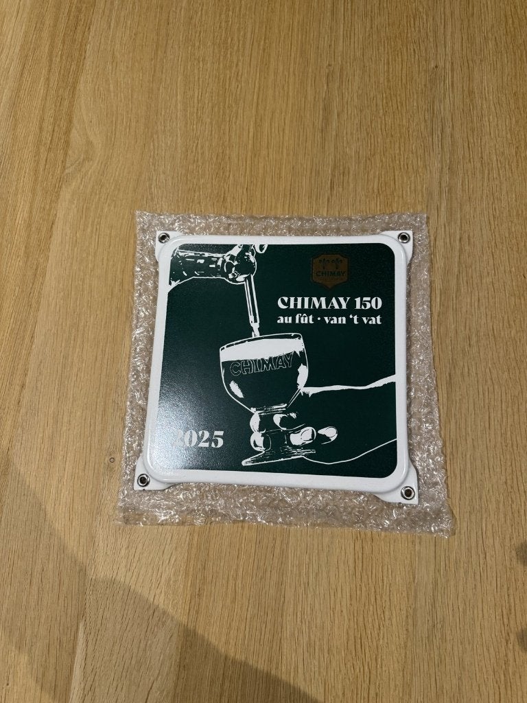 Chimay 150 emaille bord 2025 - van 't vat, Verzamelen, Ophalen, Nieuw