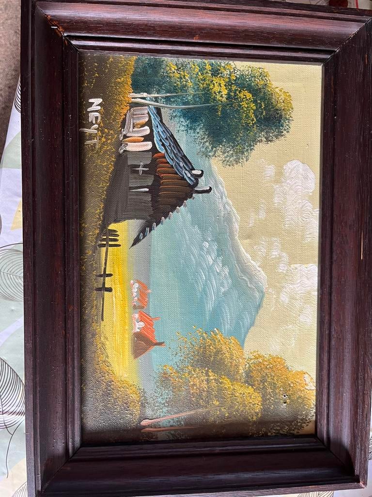 Schilderij: landschap gesigneerd 'Neyt' met houten lijst”, Ophalen of Verzenden